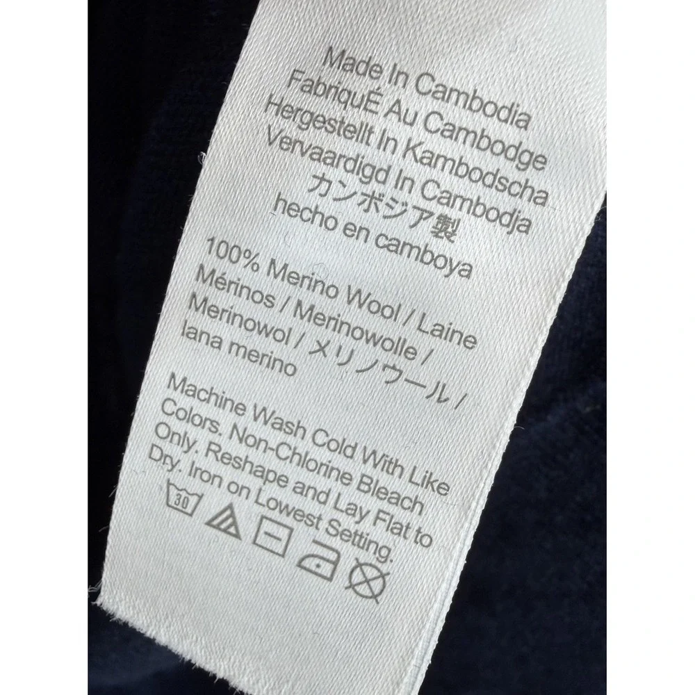 J CREW Sweater 100% Merino Wool Men's Sz XXL Navy Blue V-neck Classic Preppy